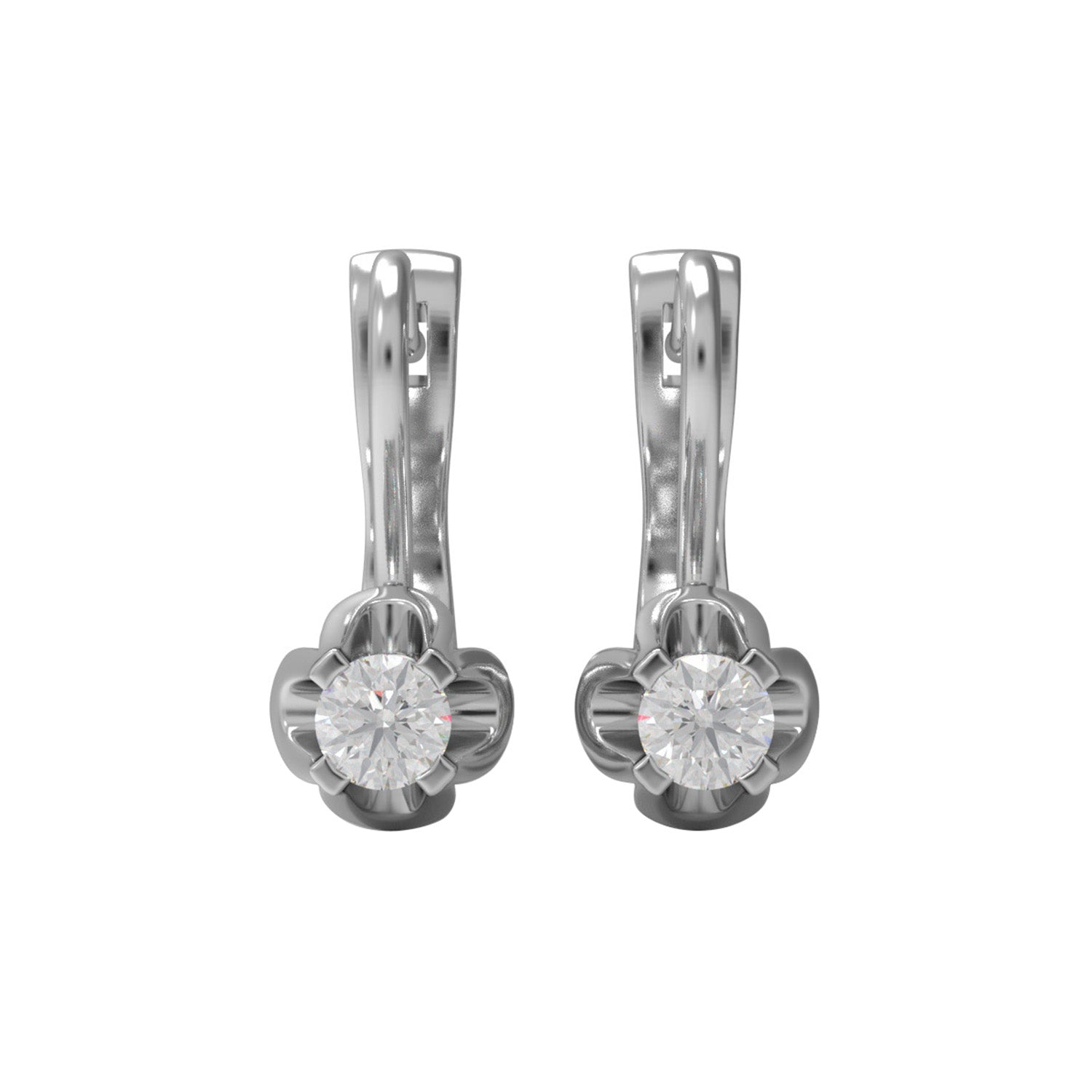 Moissanite Elegant Petal Prong Drop Earrings – Sterling Silver
