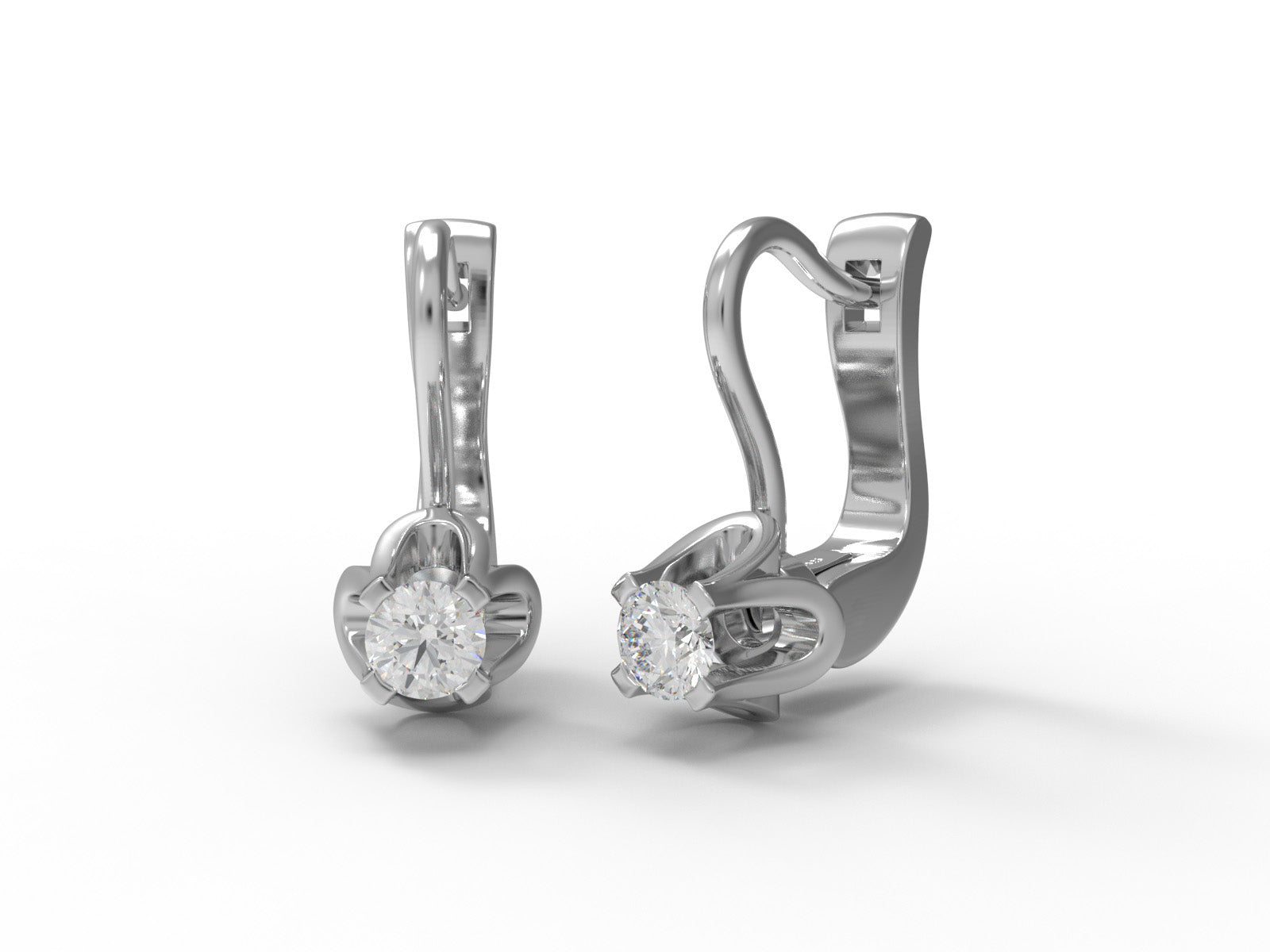 Moissanite Elegant Petal Prong Drop Earrings – Sterling Silver
