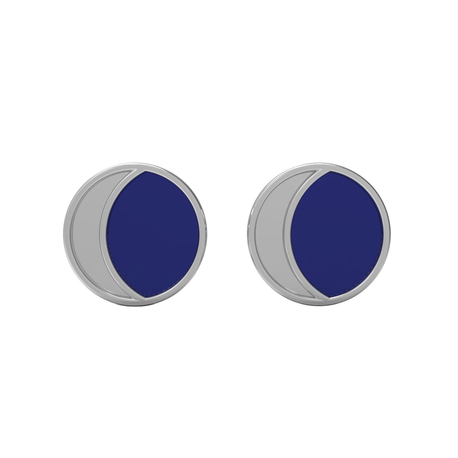 Half Moon Enamel Stud Earrings - Sterling Silver