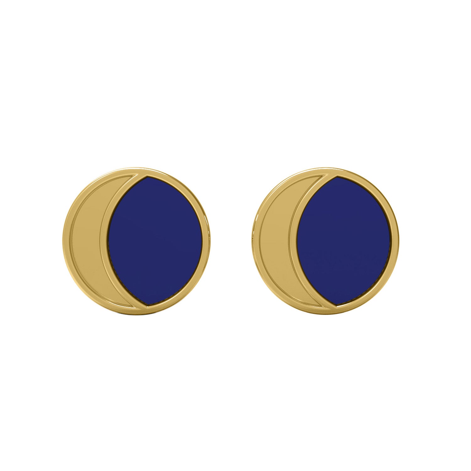 Half Moon Enamel Stud Earrings - Sterling Silver