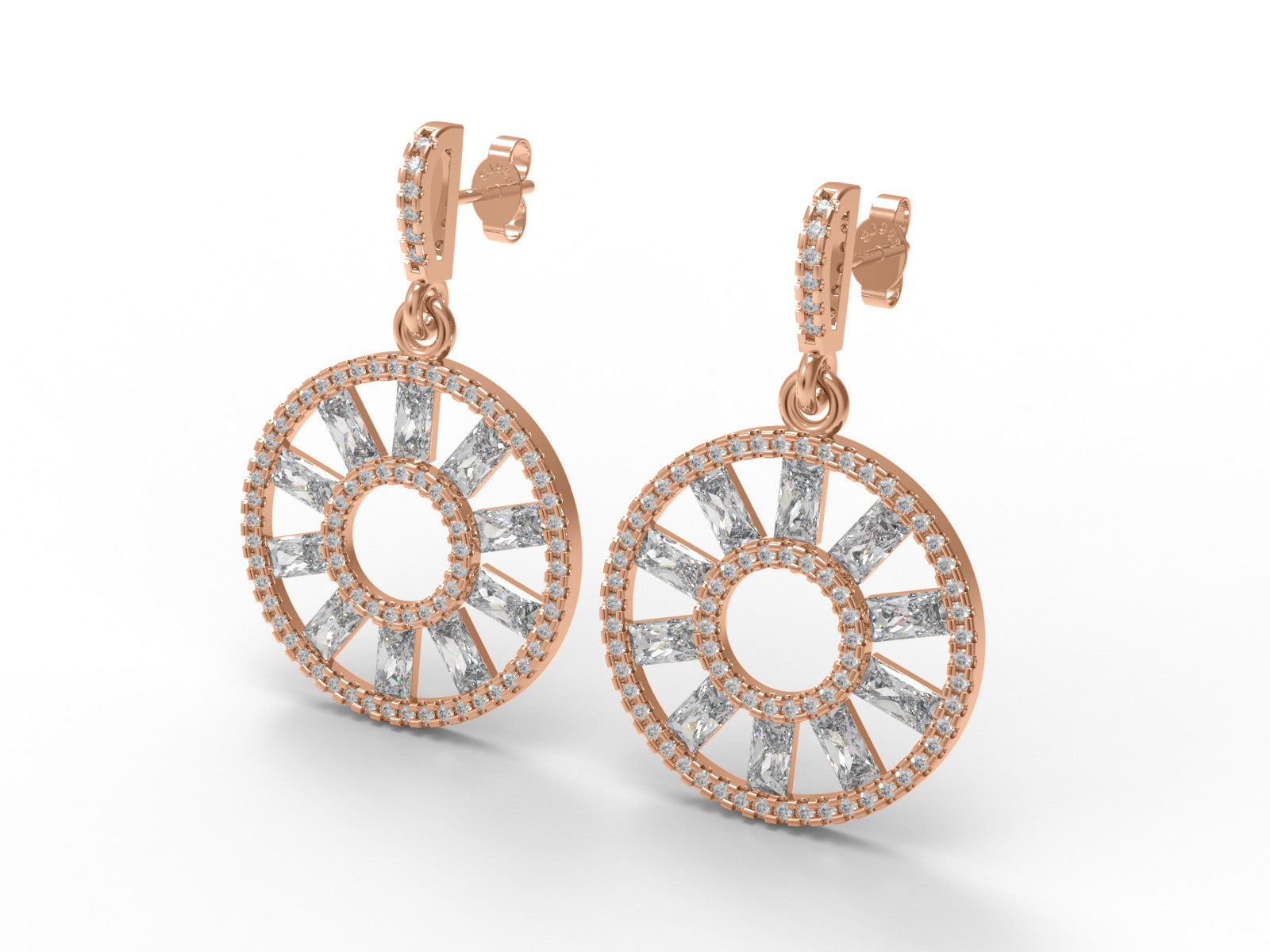 Moissanite Sunburst Drop Earrings - Sterling Silver