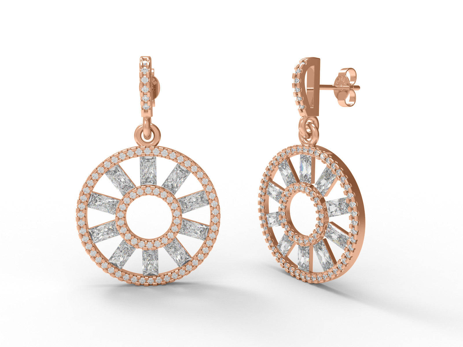 Moissanite Sunburst Drop Earrings - Sterling Silver
