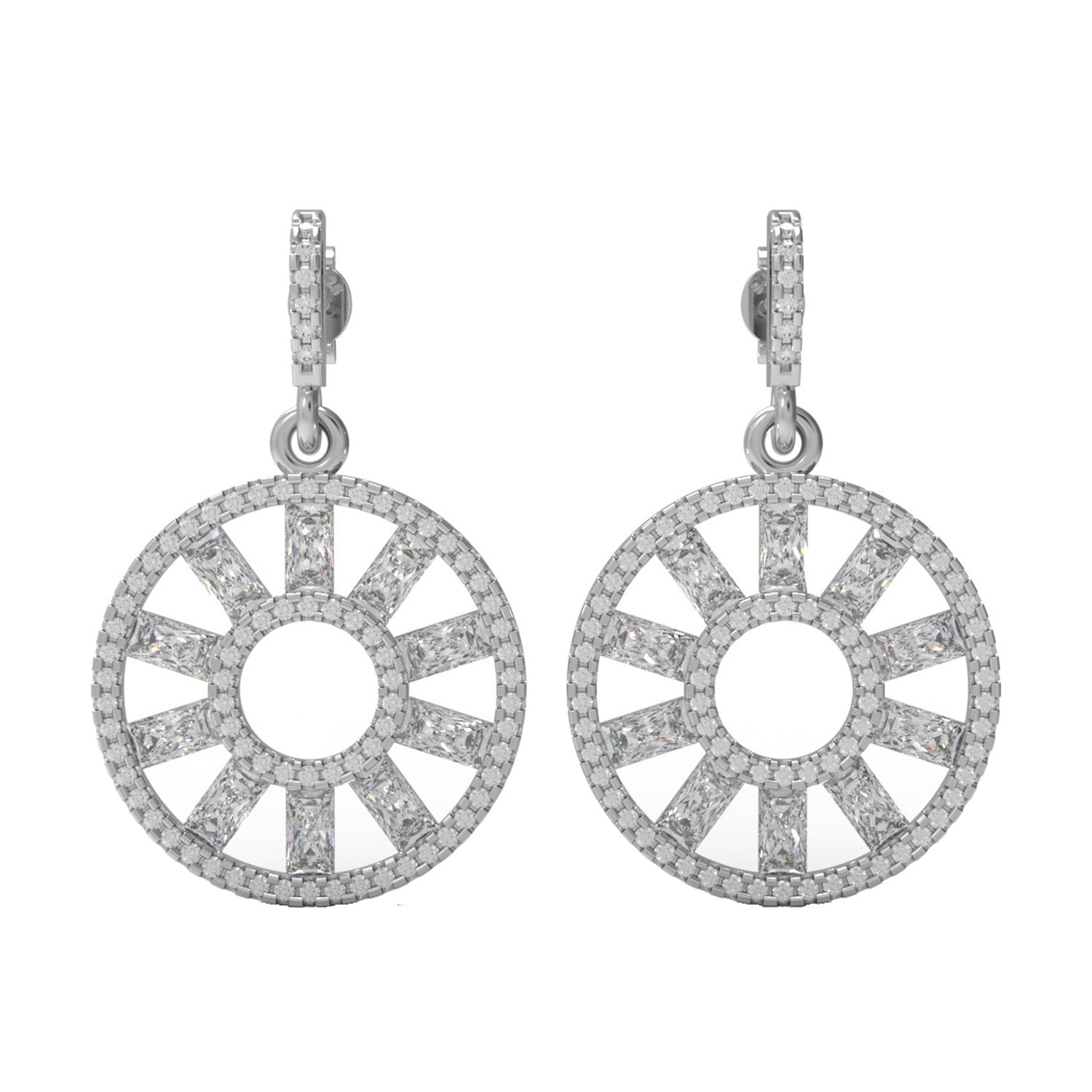 Moissanite Sunburst Drop Earrings - Sterling Silver