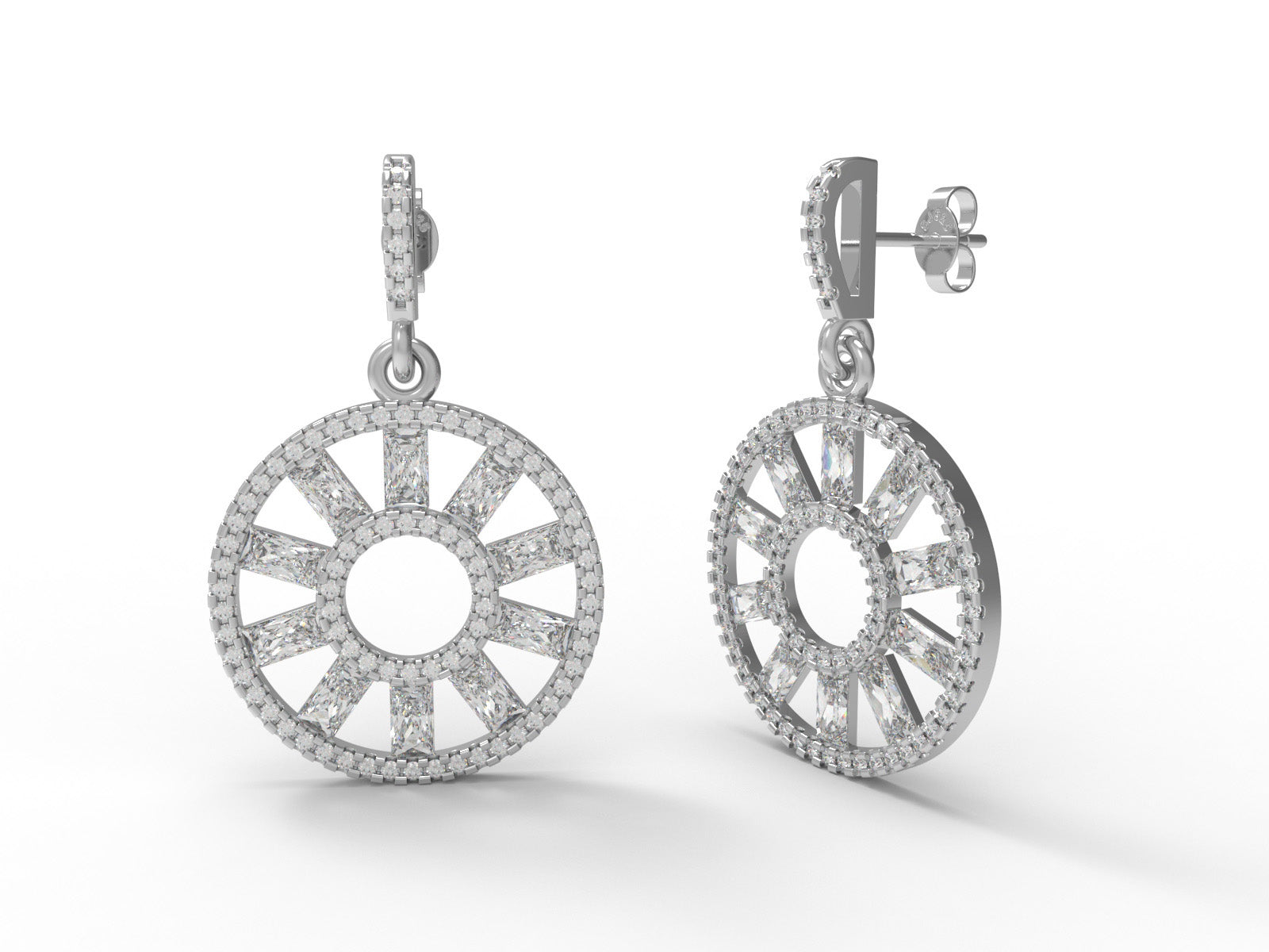 Moissanite Sunburst Drop Earrings - Sterling Silver