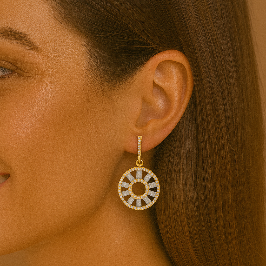 Moissanite Sunburst Drop Earrings - Sterling Silver