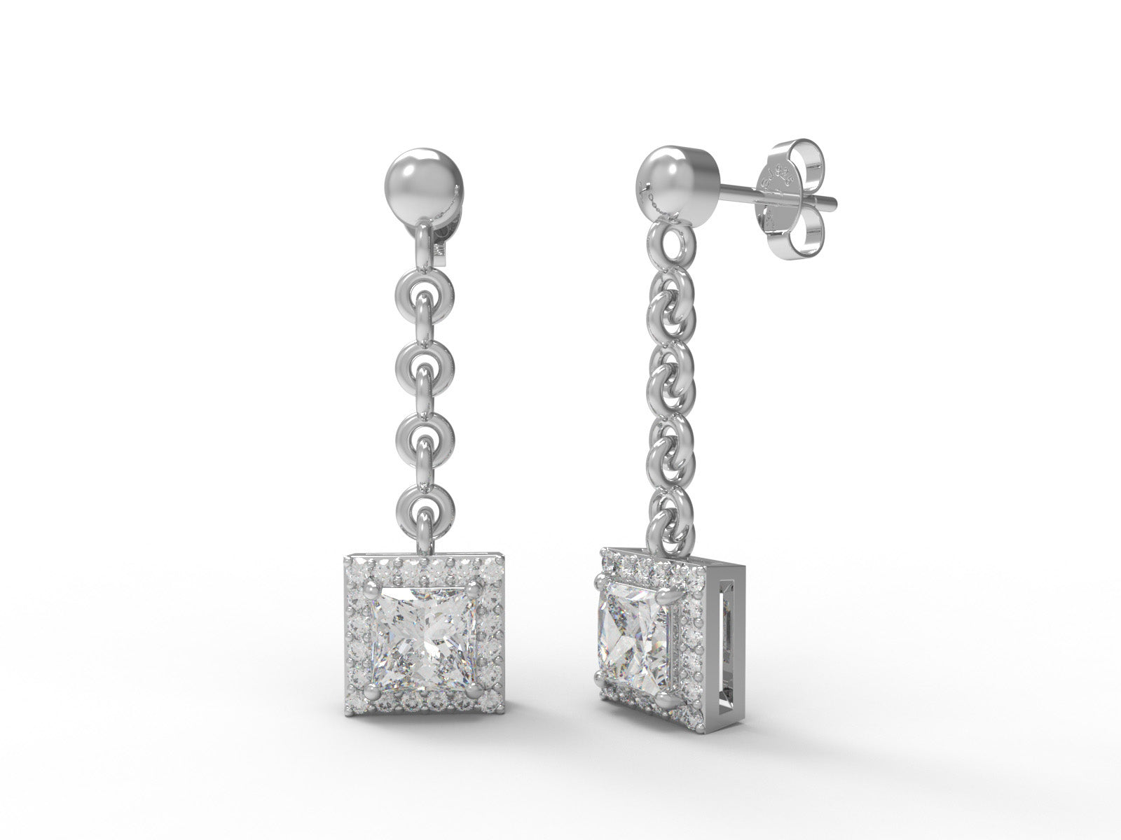 Moissanite Square Chandelier Earrings - Sterling Silver