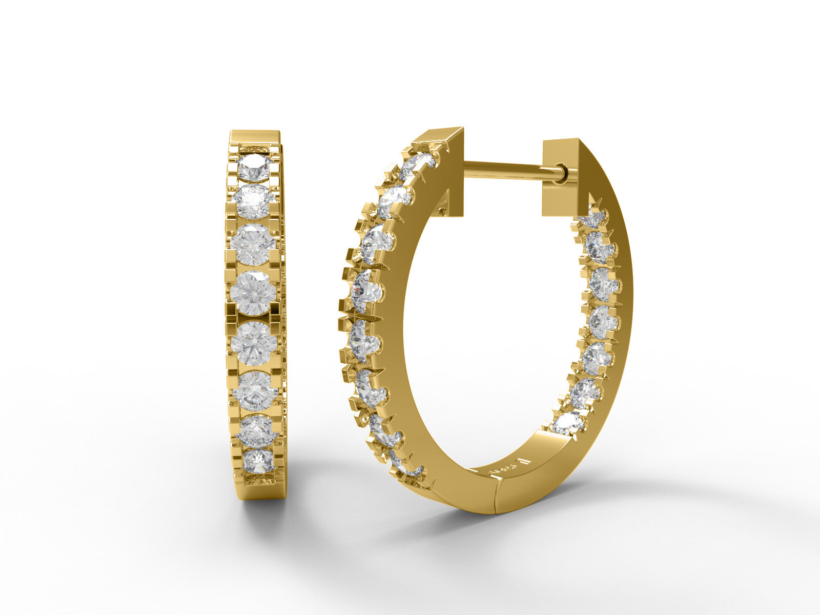 Orecchini a cerchio con moissanite Inside-Out – Oro giallo 14k