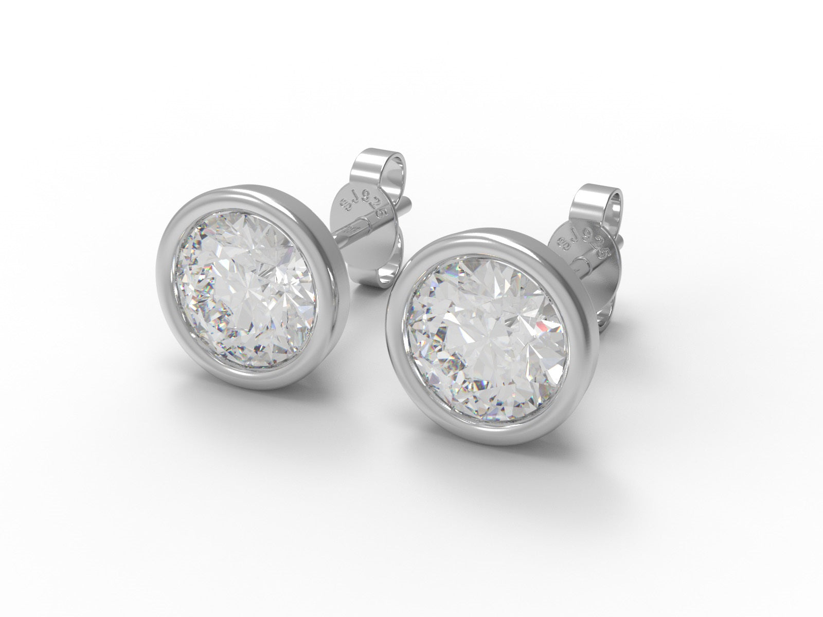 Moissanite Round Solitaire Stud - Sterling Silver