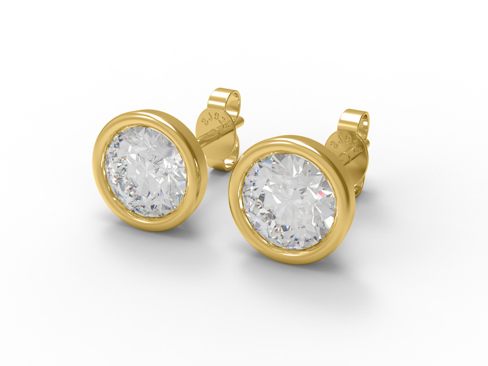Moissanite Round Solitaire Stud - Sterling Silver