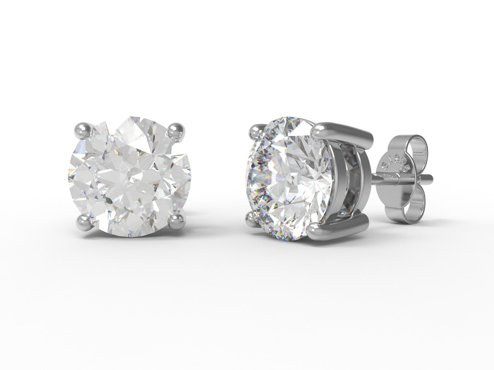 Moissanite 5 MM Round Stud Earrings – 925 Sterling Silver