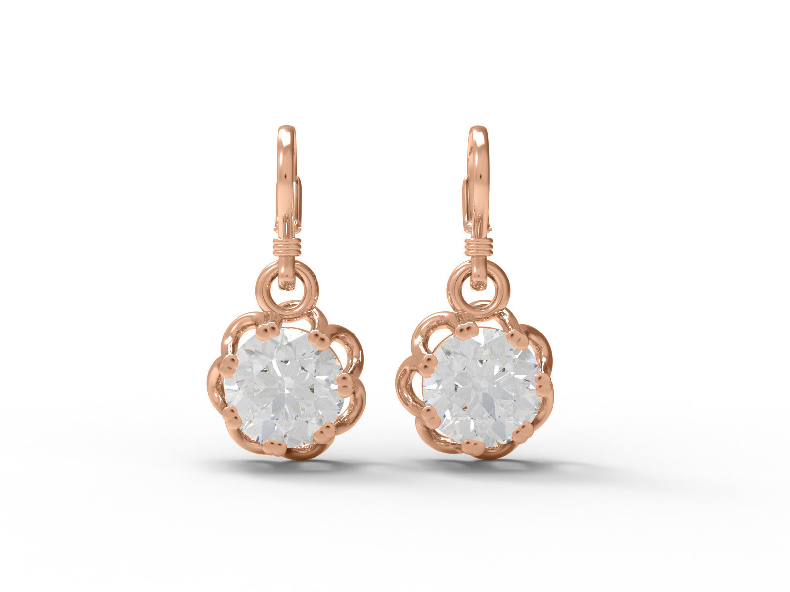 Orecchini pendenti con chiusura a leva in moissanite – Argento Sterling