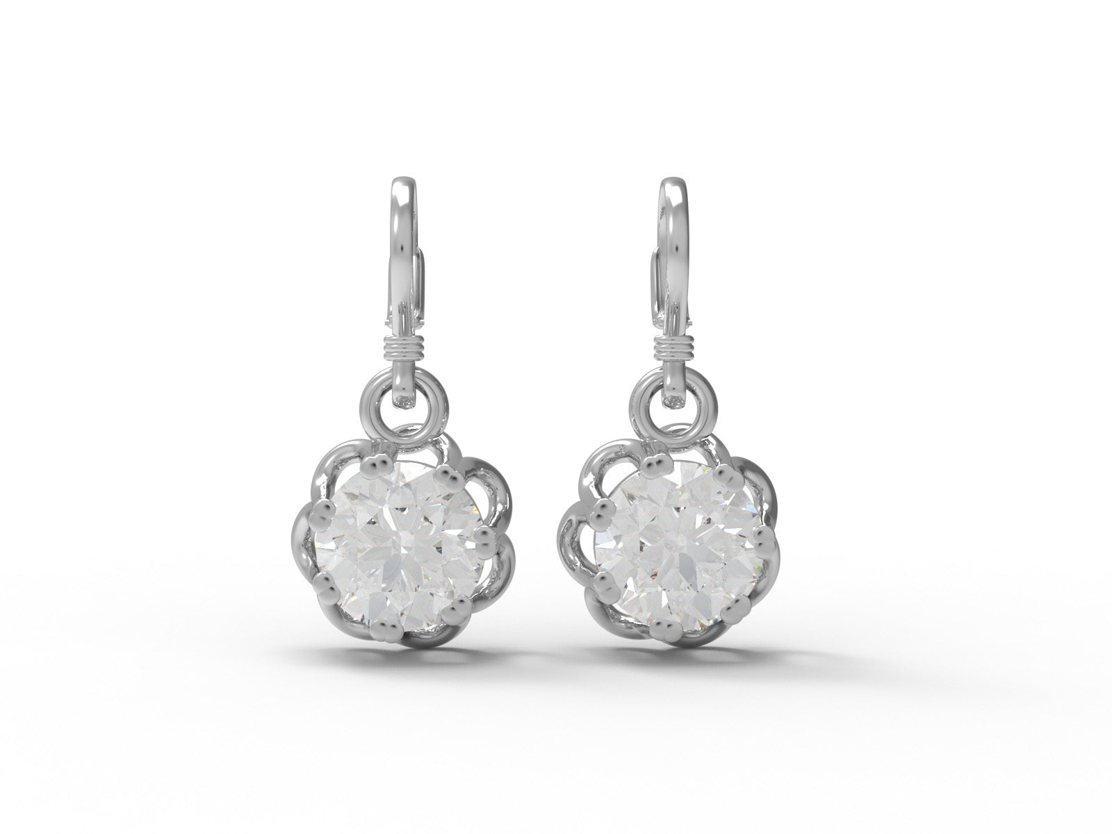 Moissanite Lever Back Drop Earrings – Sterling Silver