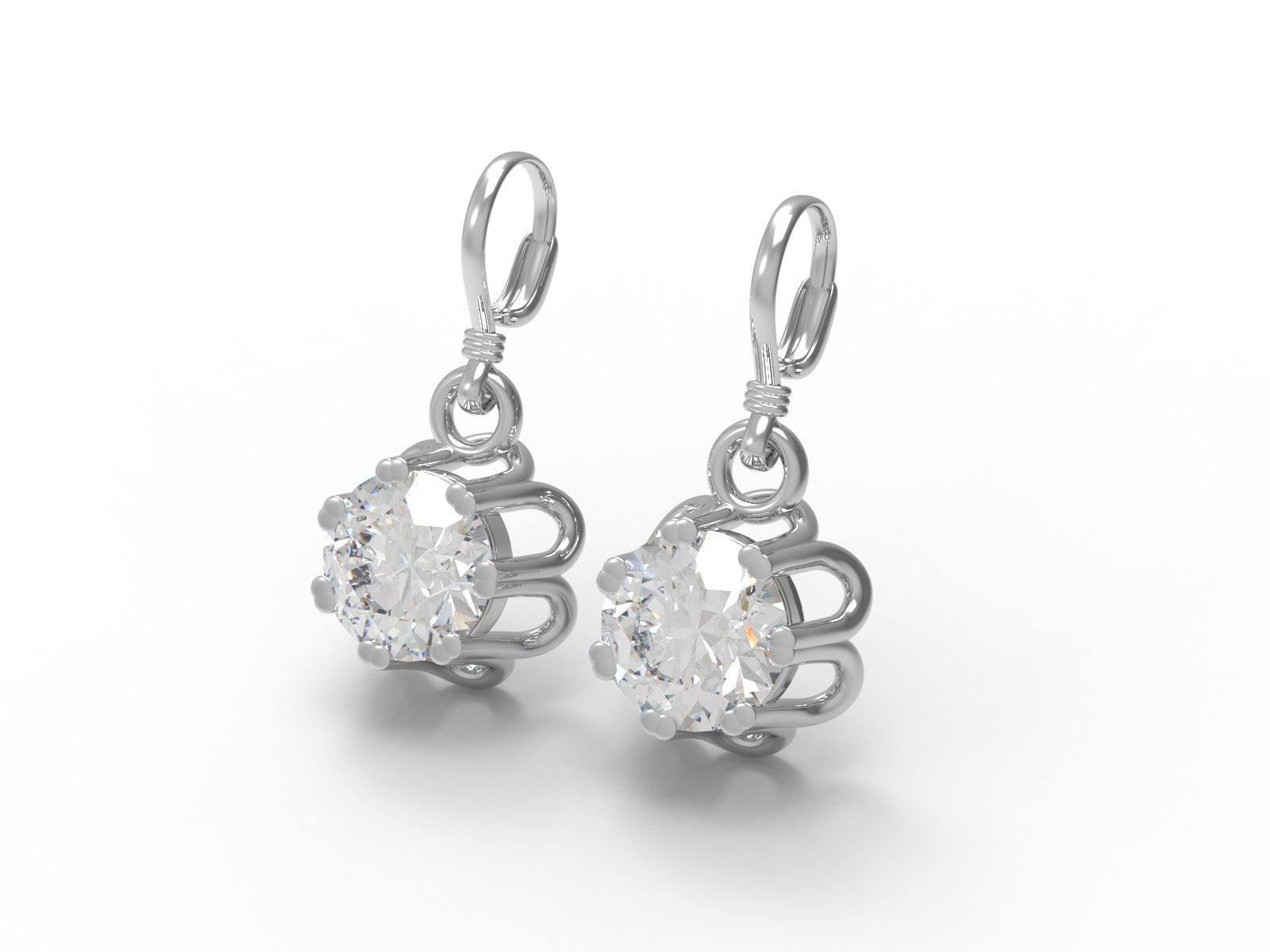 Orecchini pendenti con chiusura a leva in moissanite – Argento Sterling