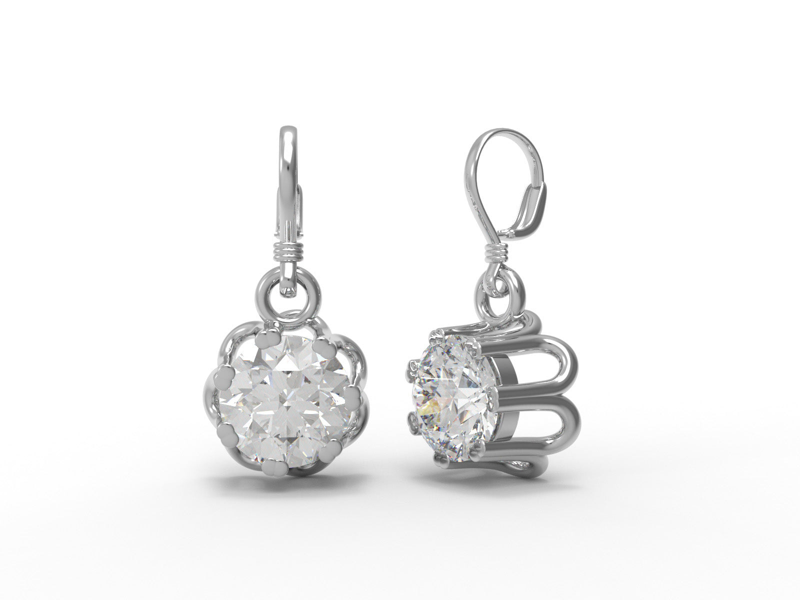 Orecchini pendenti con chiusura a leva in moissanite – Argento Sterling