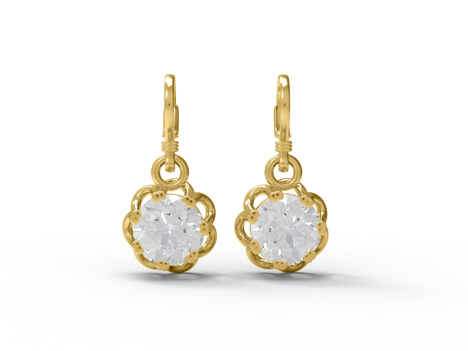 Orecchini pendenti con chiusura a leva in moissanite – Argento Sterling