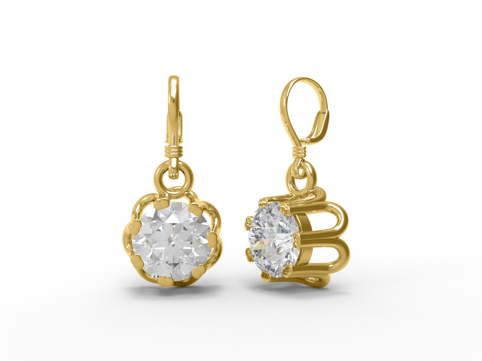 Orecchini pendenti con chiusura a leva in moissanite – Argento Sterling