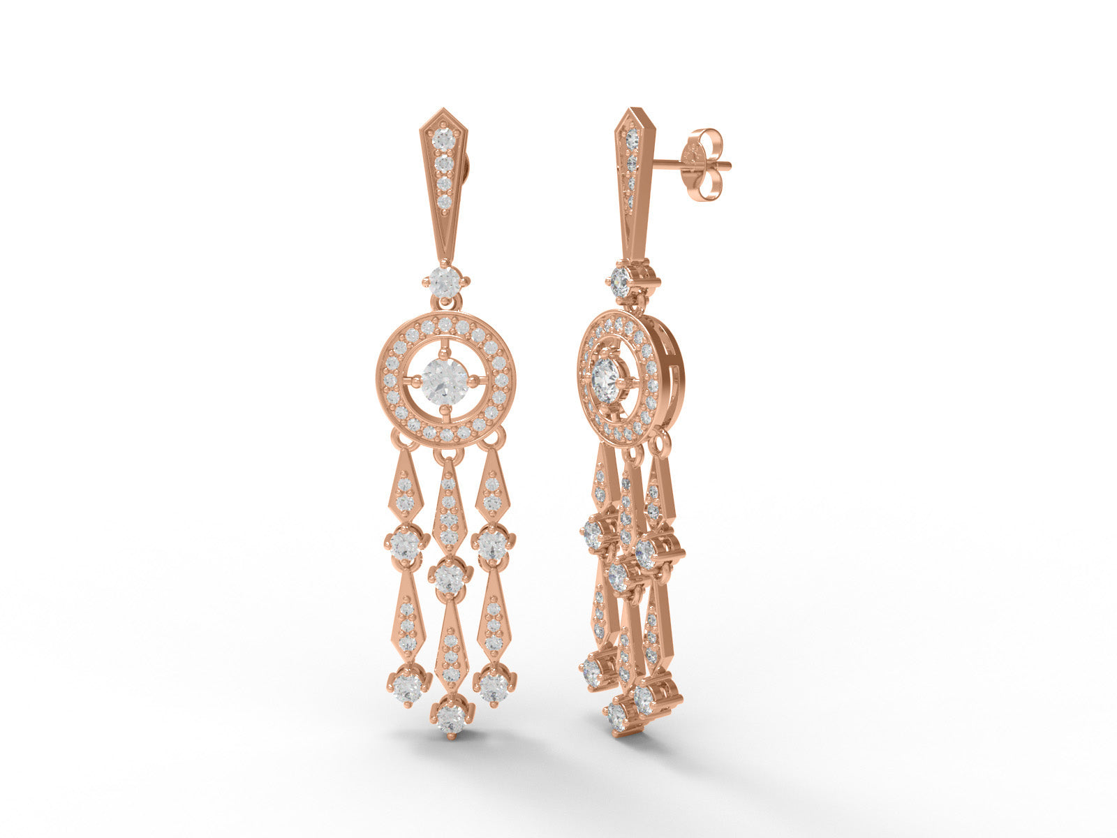 Moissanite Dangle Drop Chandelier Earrings - Sterling Silver