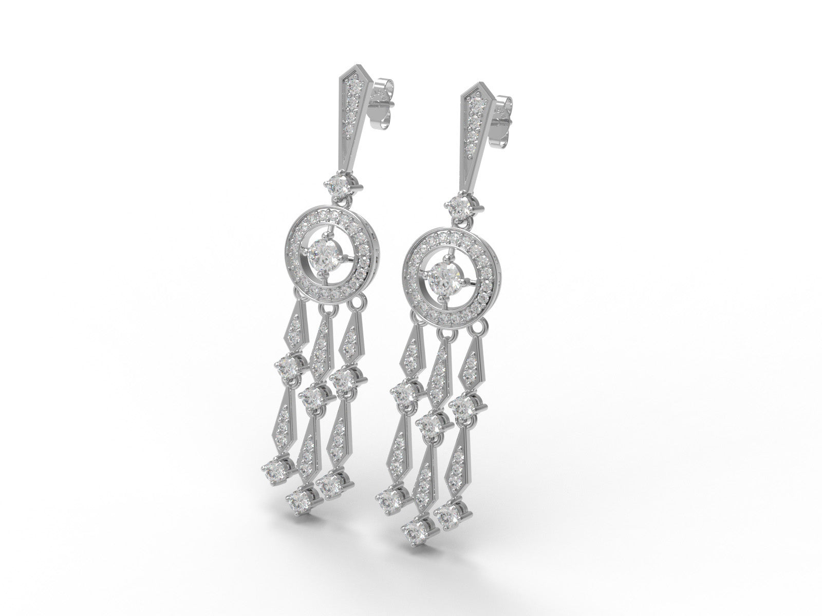 Moissanite Dangle Drop Chandelier Earrings - Sterling Silver
