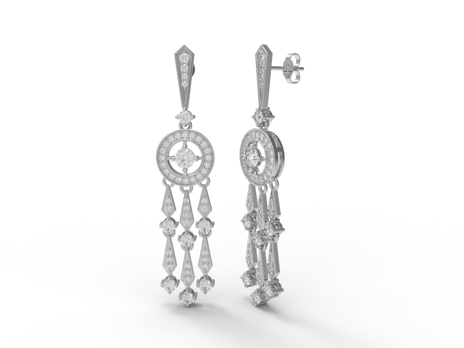 Moissanite Dangle Drop Chandelier Earrings - Sterling Silver