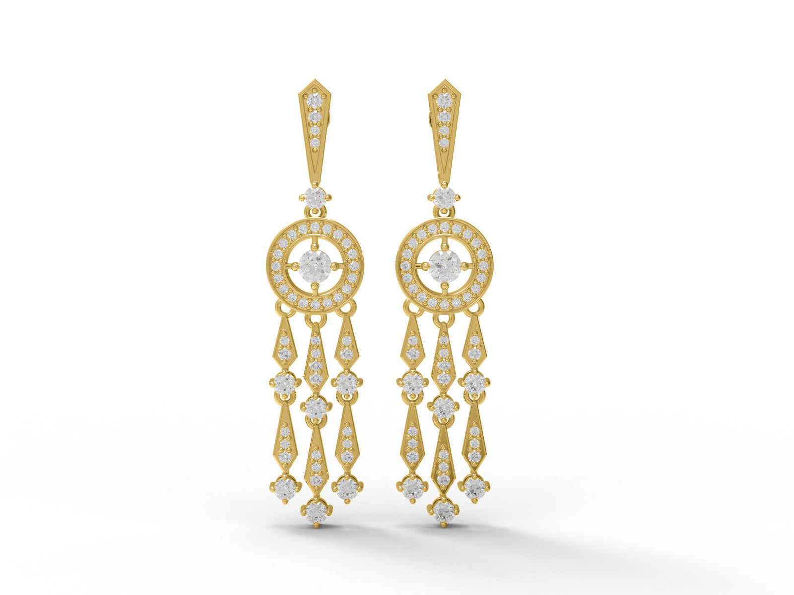 Moissanite Dangle Drop Chandelier Earrings - Sterling Silver