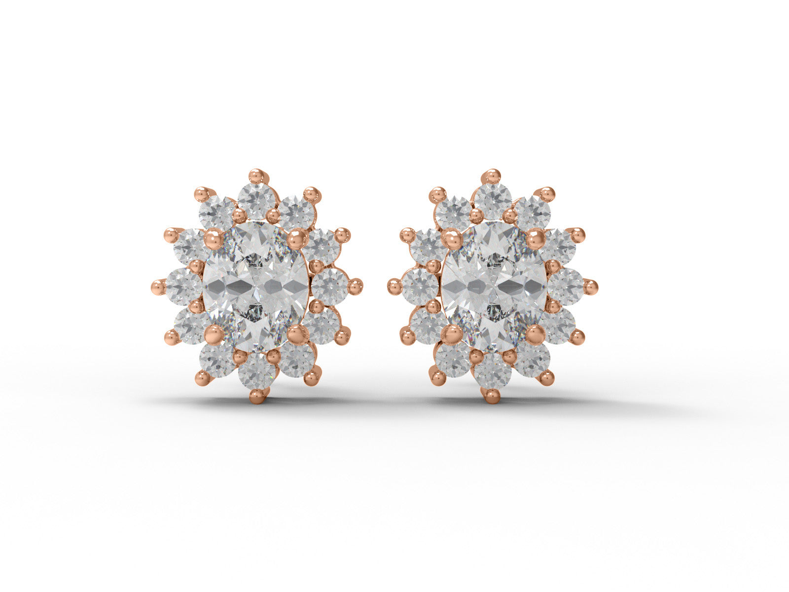 Orecchini a bottone con alone di moissanite a grappolo - Argento Sterling 925