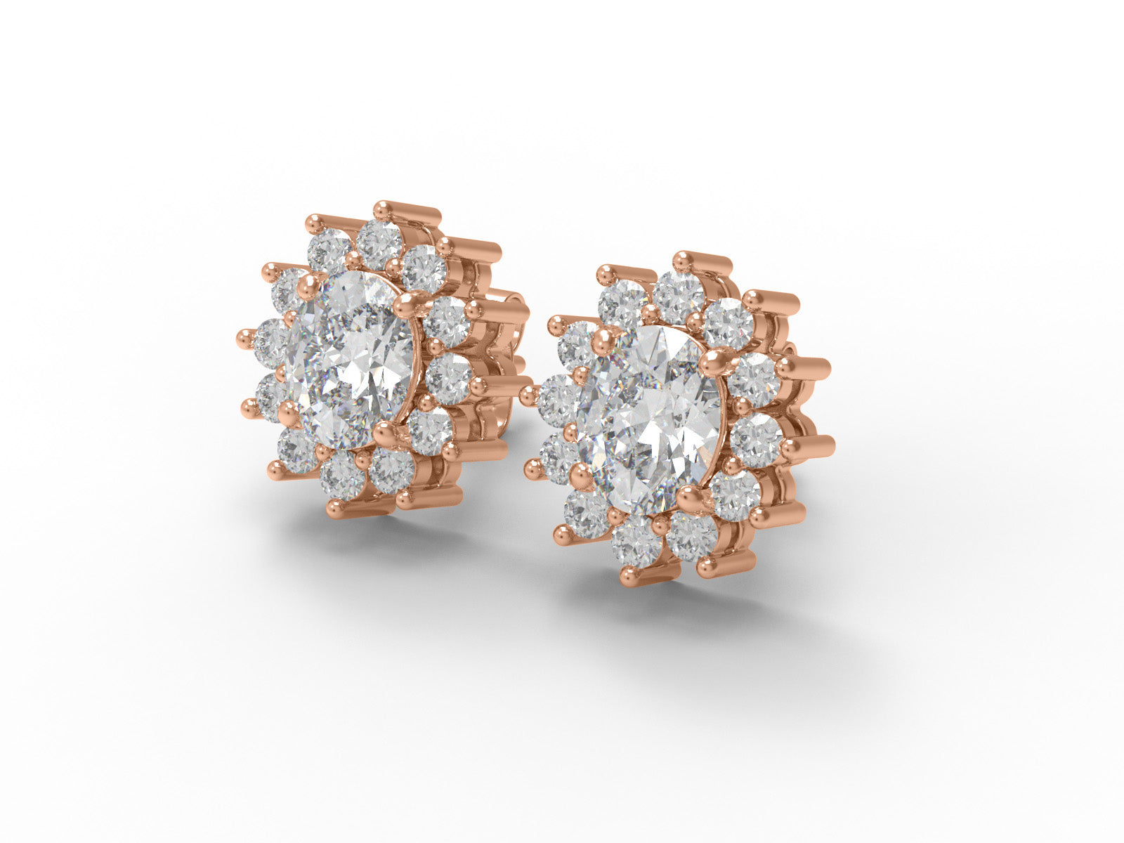Orecchini a bottone con alone di moissanite a grappolo - Argento Sterling 925