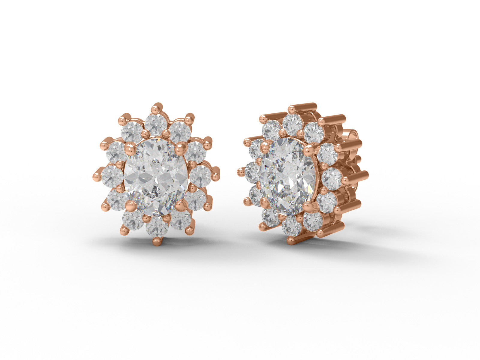 Moissanite Cluster Halo Stud Earrings - 925 Sterling Silver
