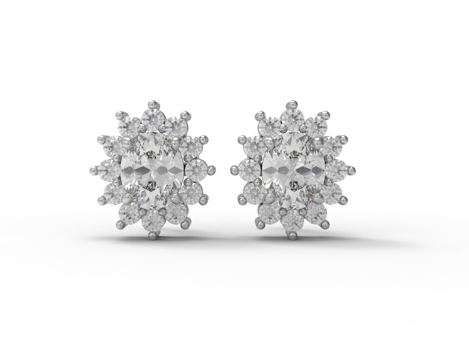 Moissanite Cluster Halo Stud Earrings - 925 Sterling Silver