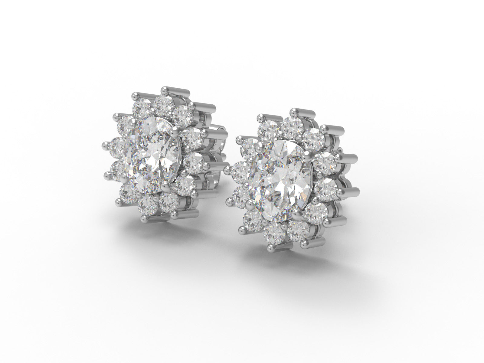 Orecchini a bottone con alone di moissanite a grappolo - Argento Sterling 925