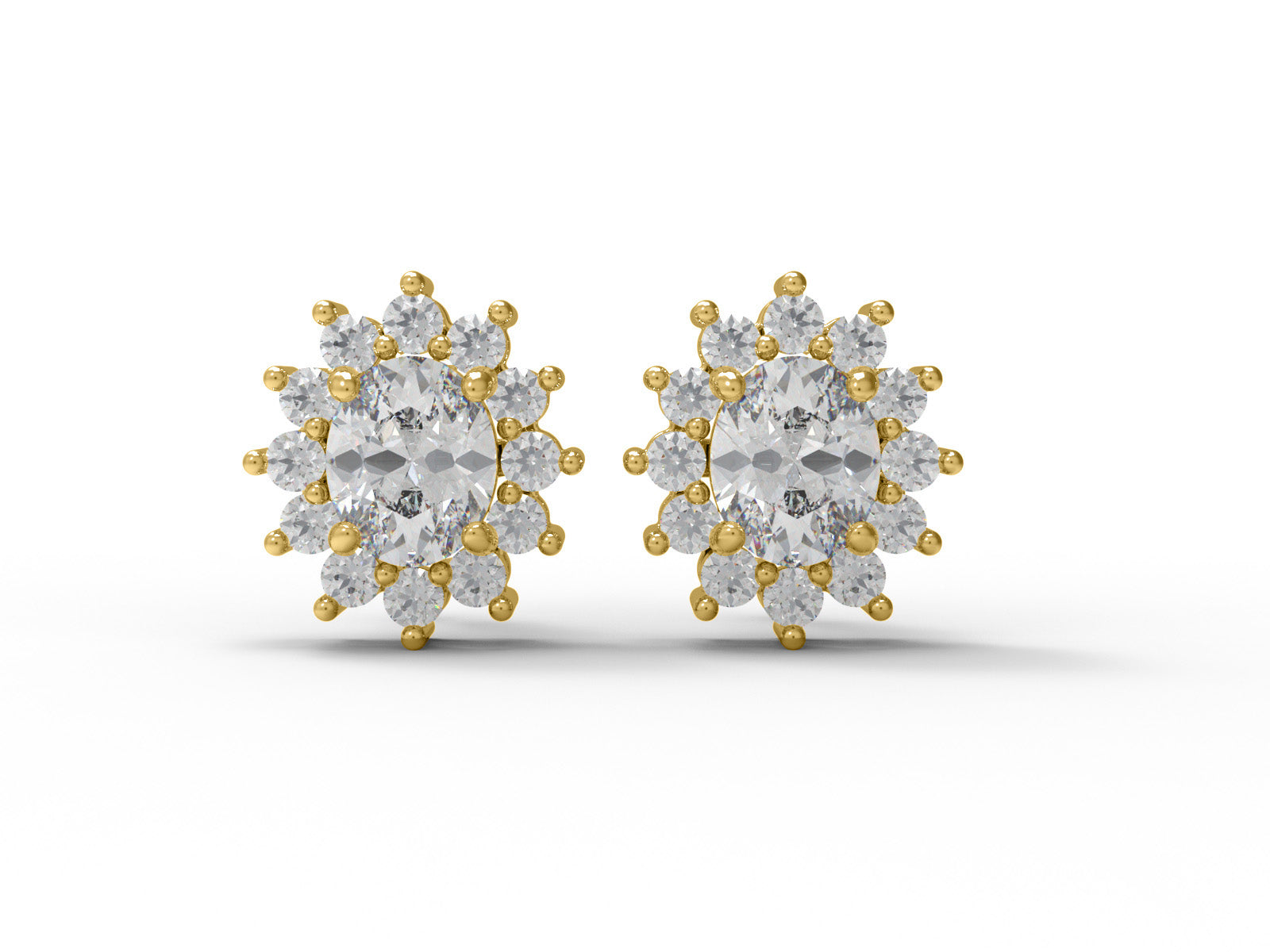 Orecchini a bottone con alone di moissanite a grappolo - Argento Sterling 925
