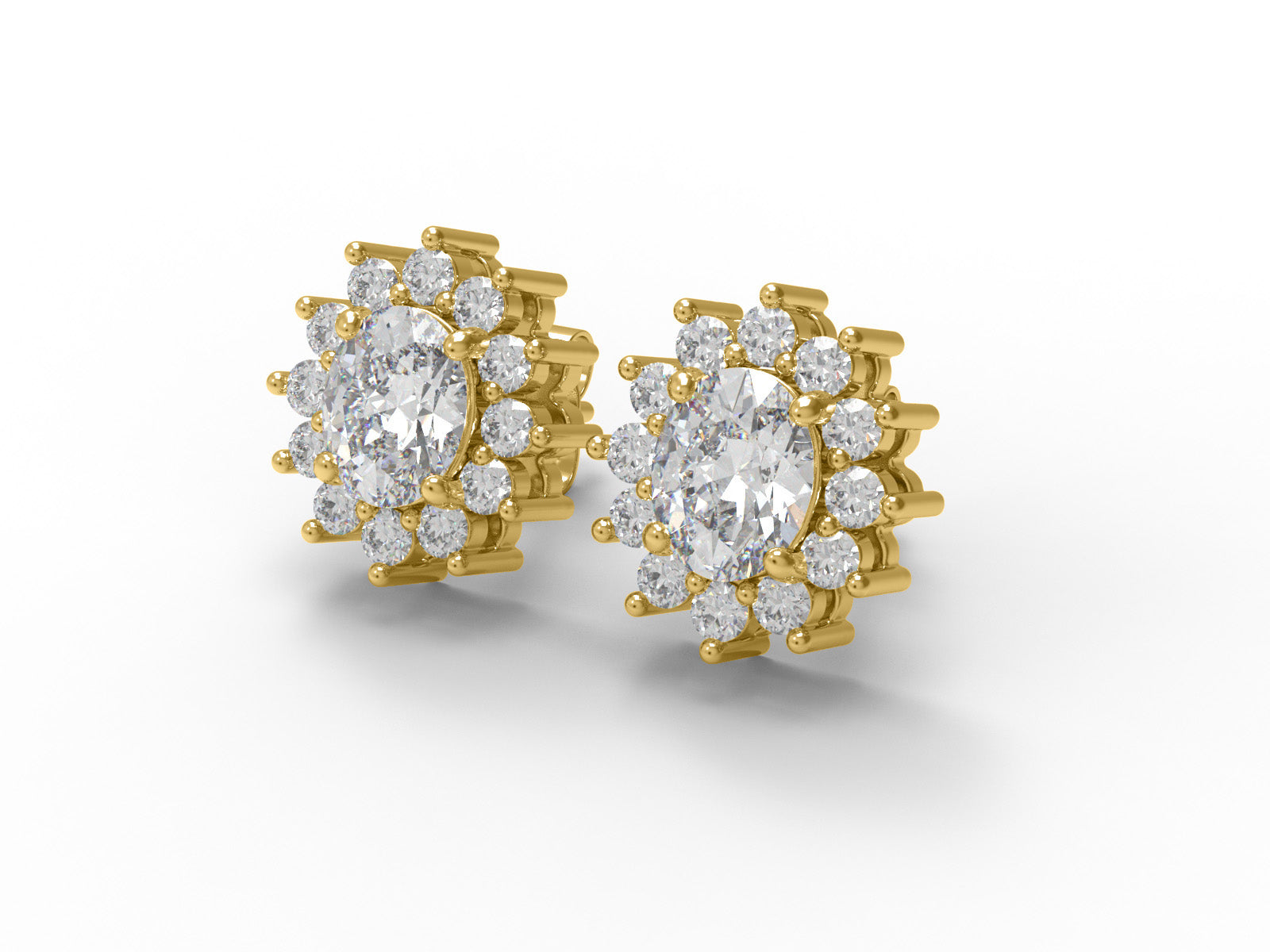 Orecchini a bottone con alone di moissanite a grappolo - Argento Sterling 925