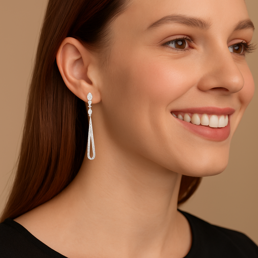 Moissanite Long Drop Chandelier Earrings - 925 Sterling Silver