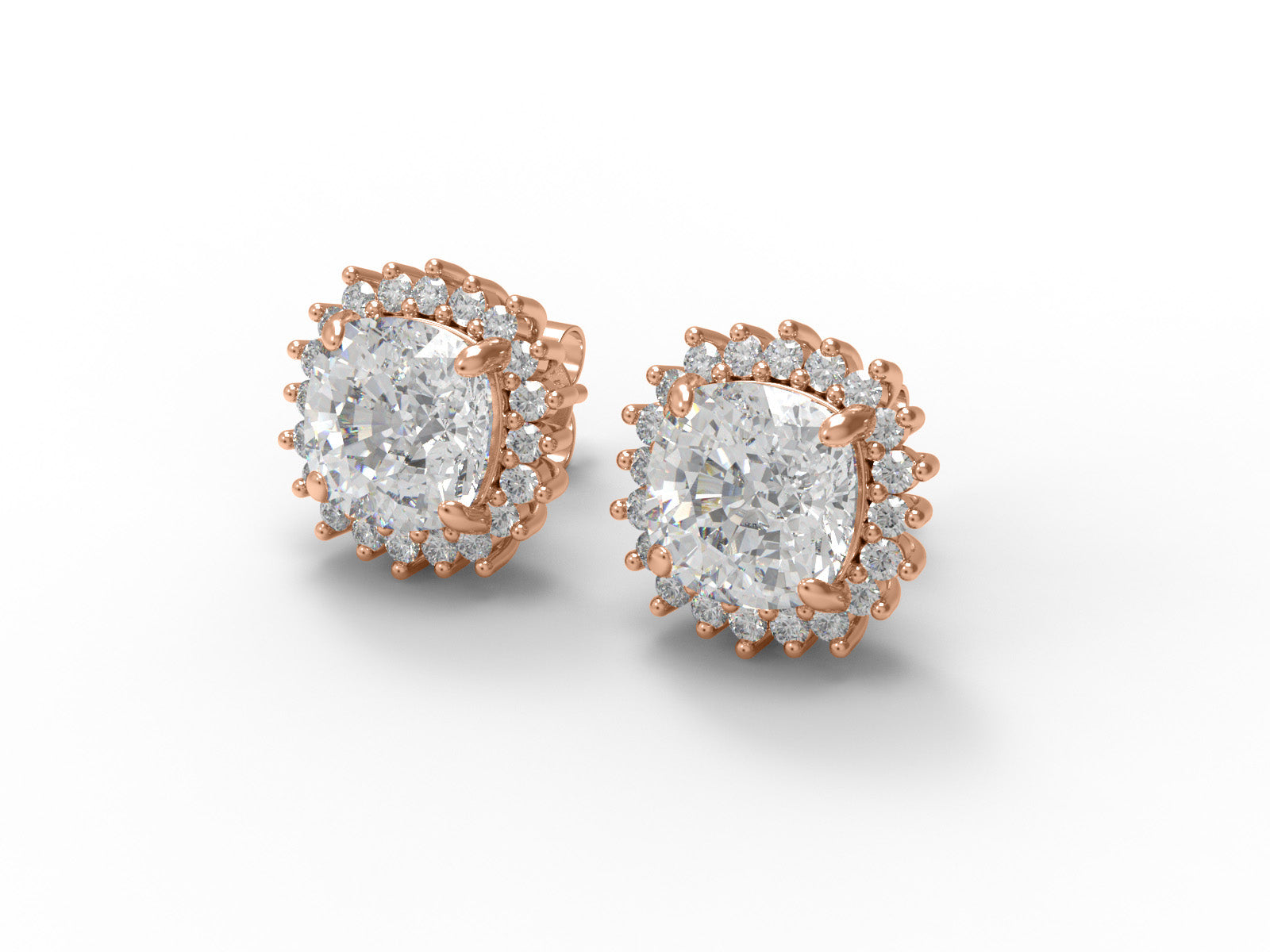 Moissanite Halo Design Stud Earrings – Sterling Silver