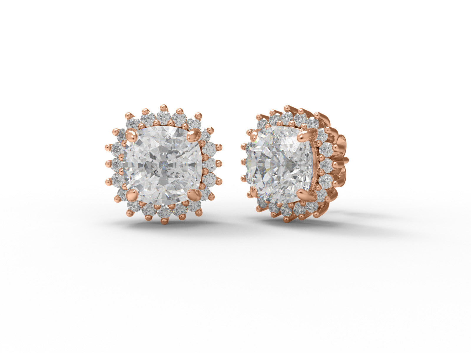 Moissanite Halo Design Stud Earrings – Sterling Silver