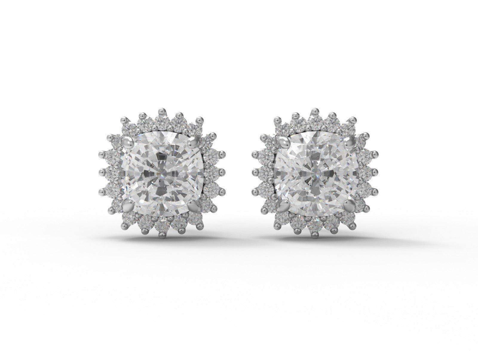 Moissanite Halo Design Stud Earrings – Sterling Silver