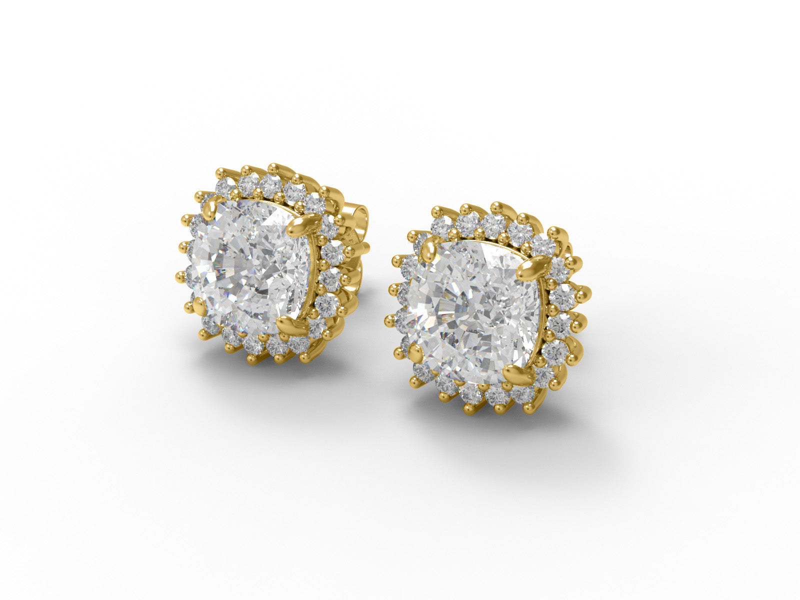 Moissanite Halo Design Stud Earrings – Sterling Silver