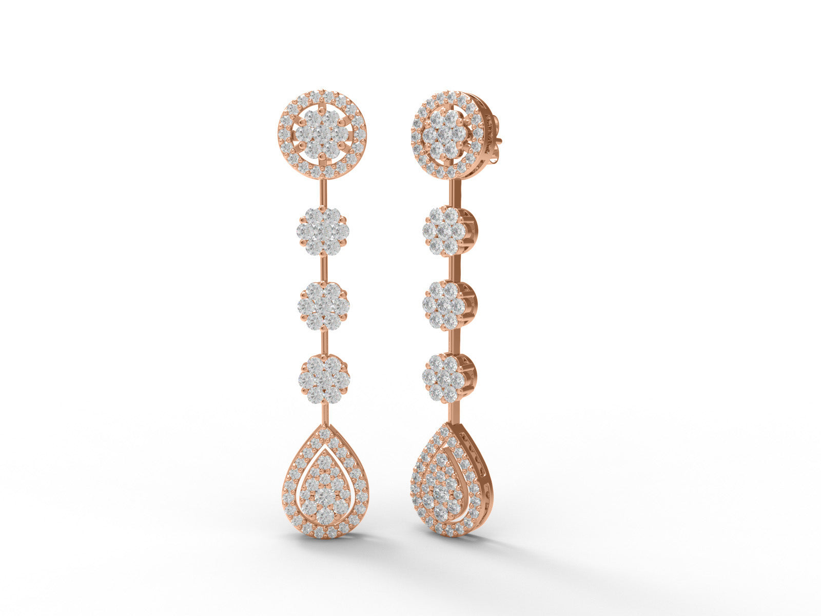 Moissanite Dazzling Cluster Design Earring - Sterling Silver