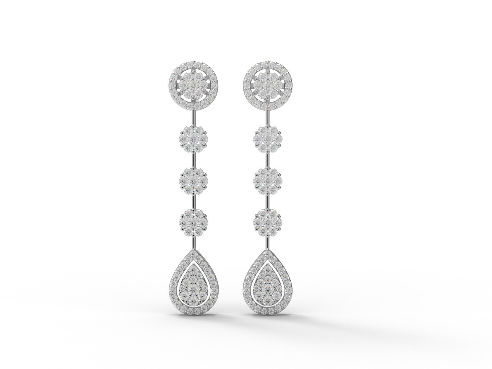 Moissanite Dazzling Cluster Design Earring - Sterling Silver