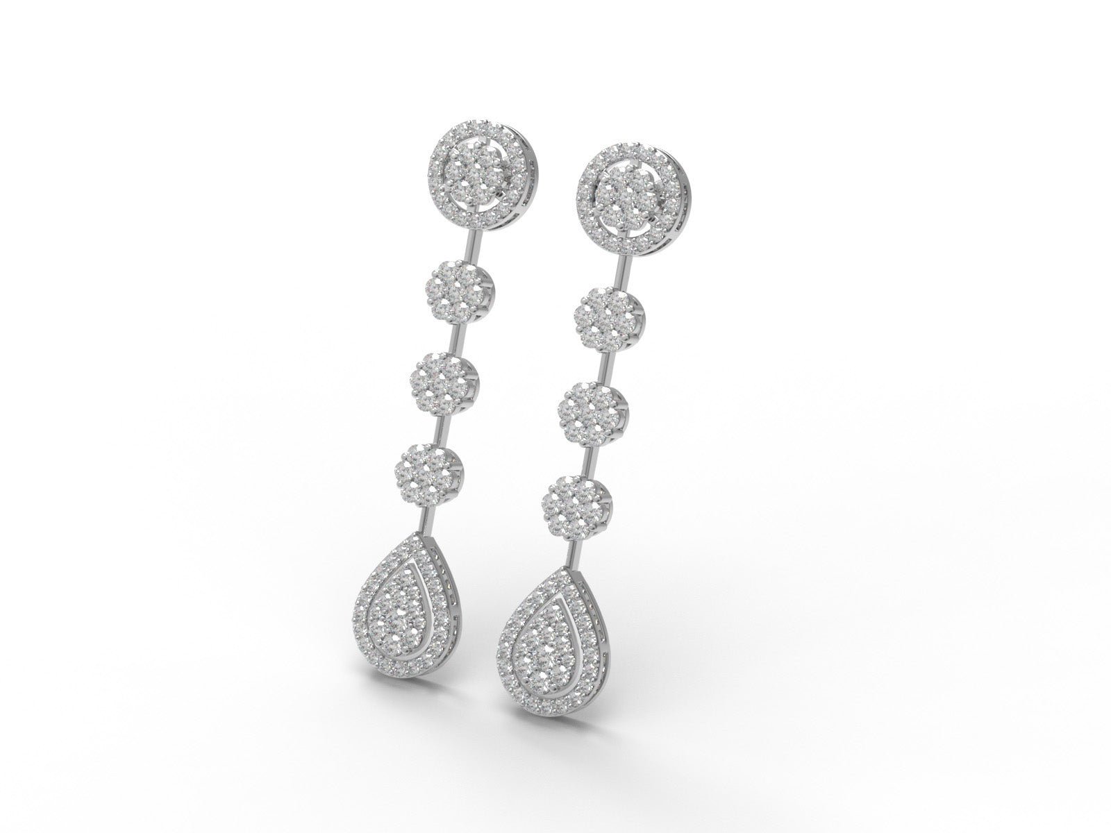 Moissanite Dazzling Cluster Design Earring - Sterling Silver