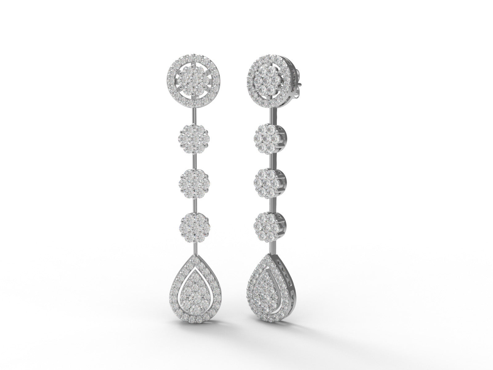Moissanite Dazzling Cluster Design Earring - Sterling Silver