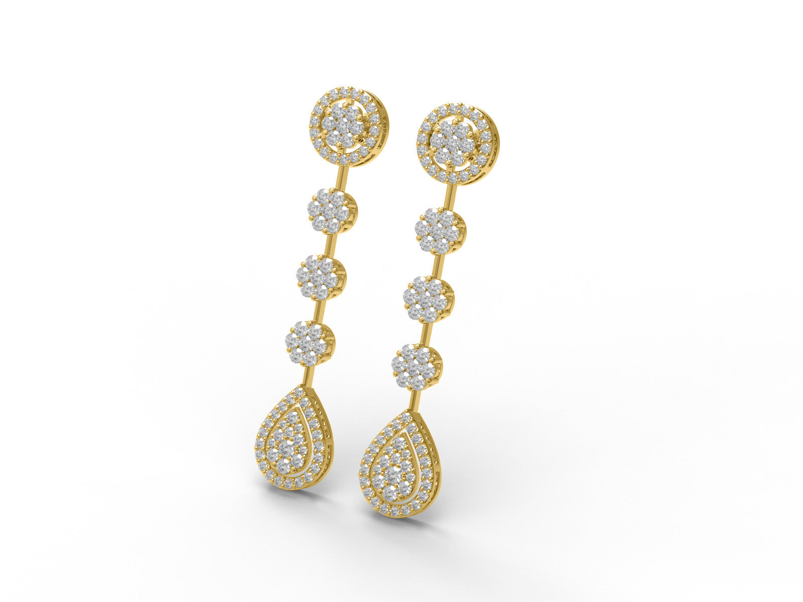 Moissanite Dazzling Cluster Design Earring - Sterling Silver