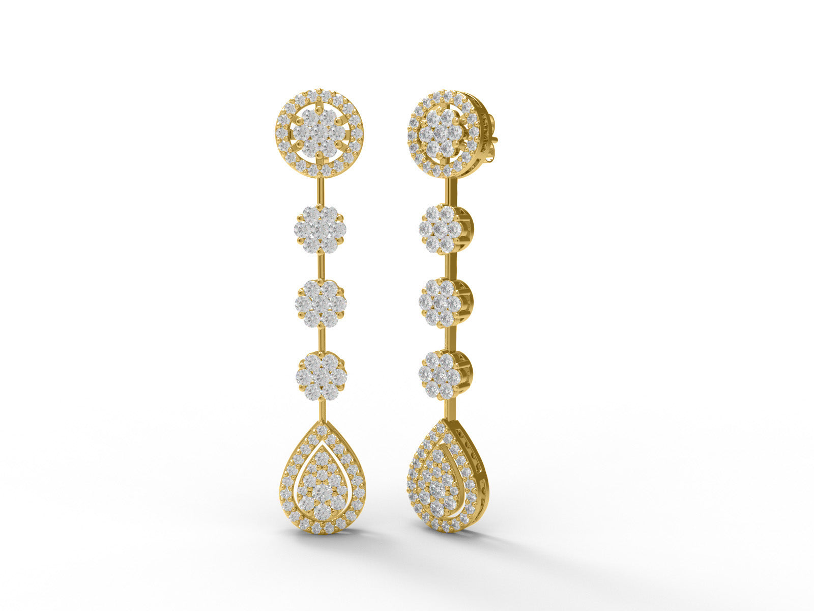Moissanite Dazzling Cluster Design Earring - Sterling Silver