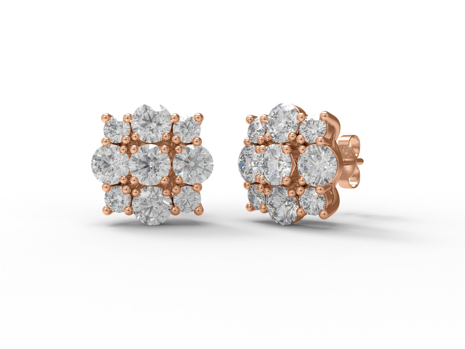 Moissanite Floral Sparkle Design Stud - Sterling Silver