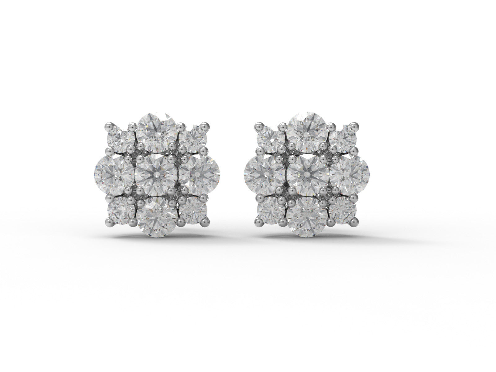 Moissanite Floral Sparkle Design Stud - Sterling Silver