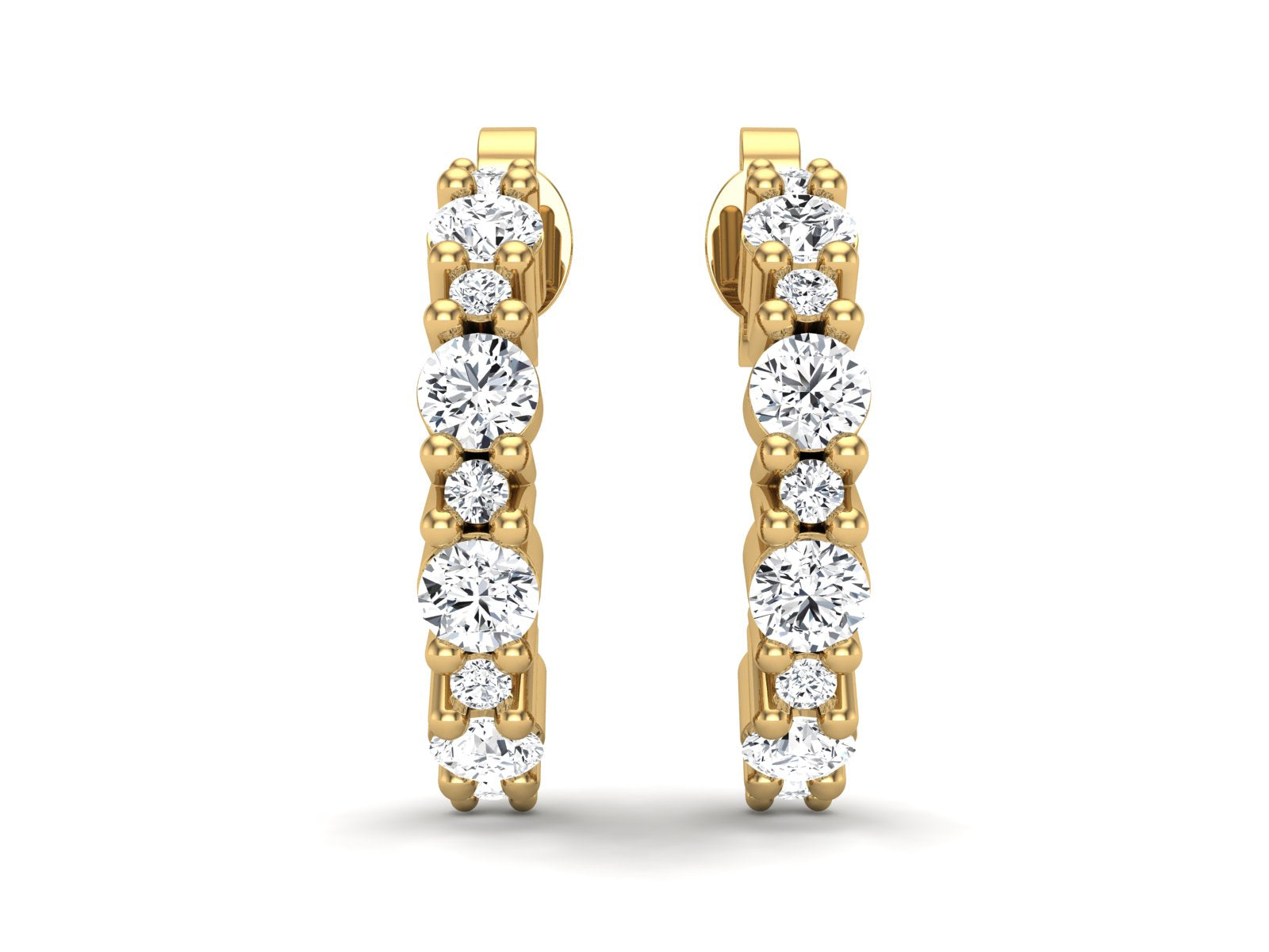 Moissanite Hoop 0.34 Ctw Earrings - 14K Yellow Gold