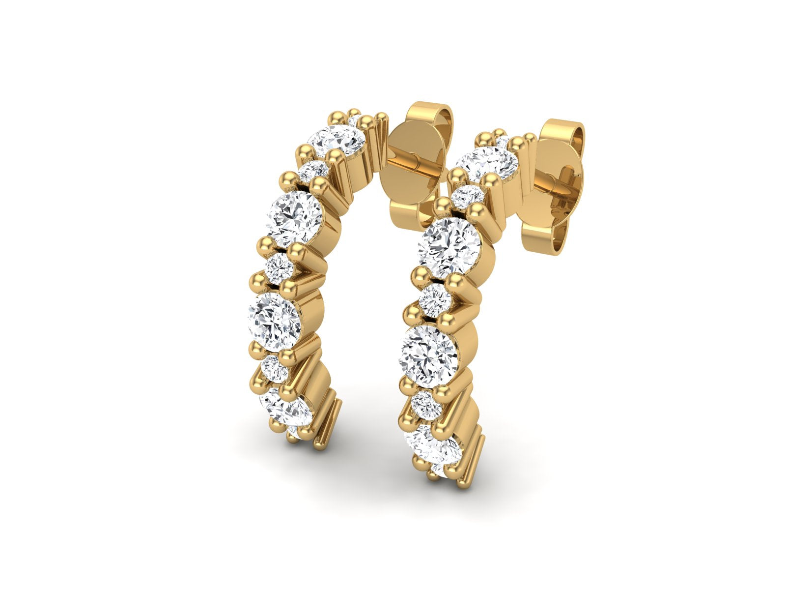 Moissanite Hoop 0.34 Ctw Earrings - 14K Yellow Gold