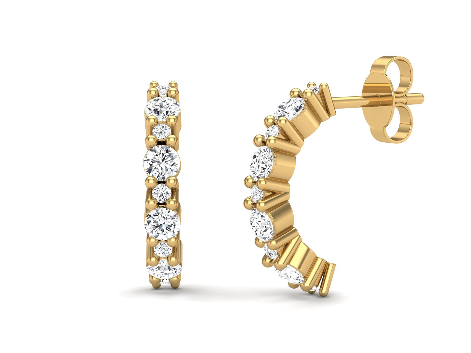 Moissanite Hoop 0.34 Ctw Earrings - 14K Yellow Gold