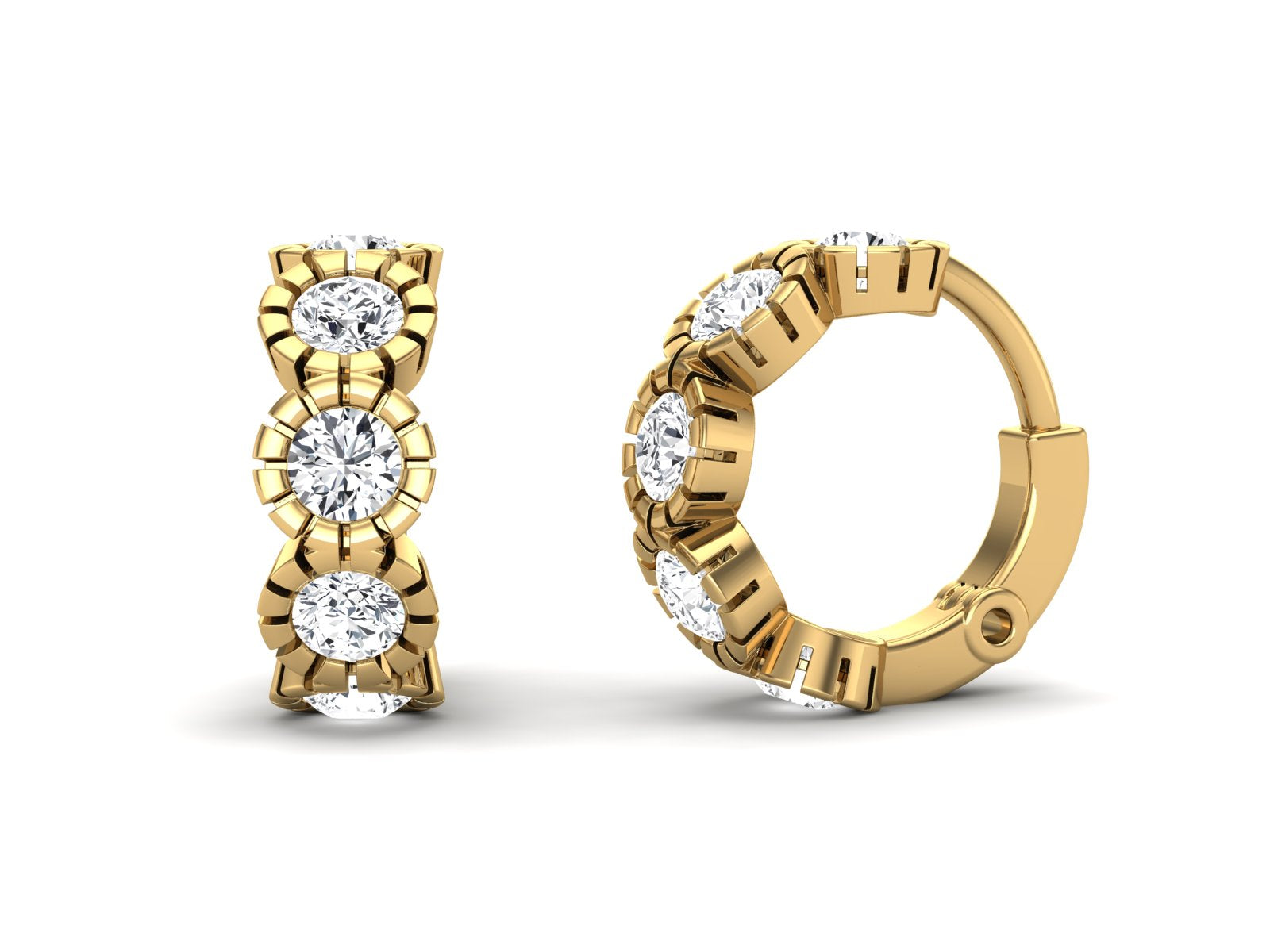 Moissanite 0.36 Ctw Hoop Earrings - 14K Yellow Gold