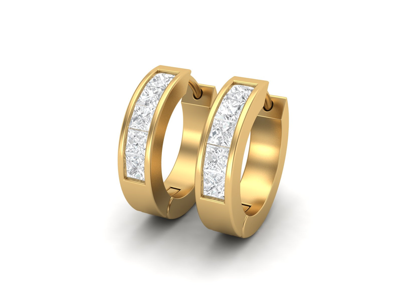Moissanite 1.5 Ctw Hoop Earrings - 14K Fing Gold