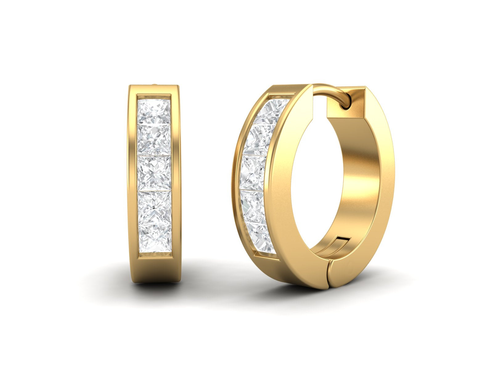 Moissanite 1.5 Ctw Hoop Earrings - 14K Fing Gold